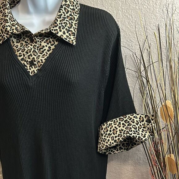 #134 Fiorlini international, animal print woven sweater size 22/24 - Picture 3 of 7